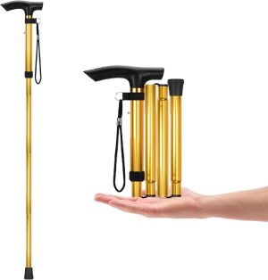 Aluminum Alloy Walking Sticks & Foldable Anti-Slip Hiking Stick - Length Adjustable for Elderly