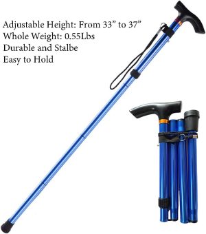 Collapsible Walking Stick, Lightweight Cane for Men & Women, Adjustable Cascade Mountain Tech Trekking Poles, Balance Canes, Folding Walking Sticks for Hiking, Gear, Gifts for niors - Image 2