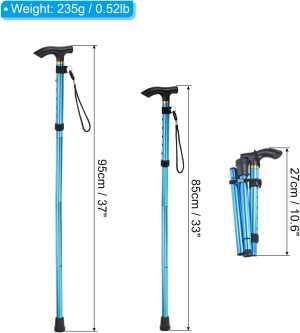 Trekking Poles, Collapsible Hiking Pole Telescopic Folding Cane Quick Lock Aluminum Alloy for Outdoor Hiking Walking Camping - Image 2