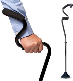 Cane + lf Standing Lightweight Adjustable Walking Cane + Stabilizes Wrist & Provides Extra Support & Stability + Ergonomic Forearm Grip + Canes for Men & Women