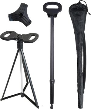 Walking Cane with at 2-in-1 Foldable Walking Sticks Chair Lightweight Multifunctional Hiking Stick Non-Slip Foldable at Portable Trekking Poles Aluminum Lightweight Travel Cane Outdoor