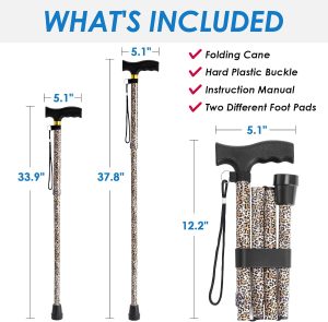 Walking Cane  Cane for Man/Woman | Mobility & Daily Living Aids | 5-Level Height Adjustable Walking Stick | Comfortable Plastic T-Handle Portable Walking Stick Folding Cane - Image 2