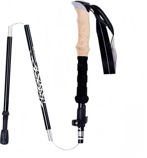 Collapsible Trekking Poles - Aluminum Walking Sticks with Telescopic & Foldable 3-Fold Design - For Hiking, Camping, Climbing