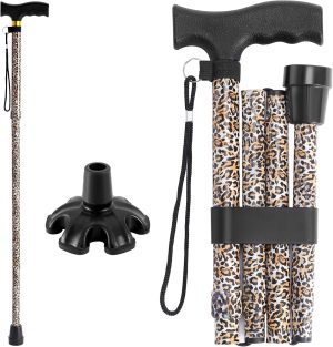 Walking Cane  Cane for Man/Woman | Mobility & Daily Living Aids | 5-Level Height Adjustable Walking Stick | Comfortable Plastic T-Handle Portable Walking Stick Folding Cane